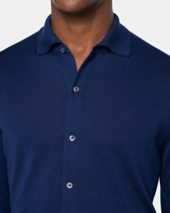 Blue Marine Long Sleeved Shirt Knitwear in Organic Cotton Mulberry Silk | Filatori