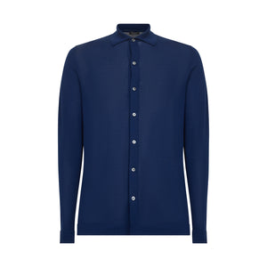 Blue Marine Long Sleeved Shirt Knitwear in Organic Cotton Mulberry Silk | Filatori