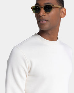 Natural White Crewneck sweatshirt in Cotton Cashmere | Filatori