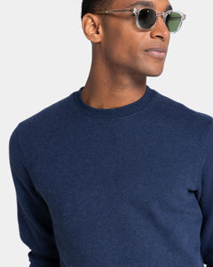 Blue Melange Crewneck sweatshirt in Cotton Cashmere | Filatori