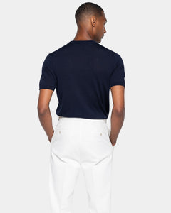 Blue Short Sleeve Crewneck Knitwear in Organic Cotton Mulberry Silk | Filatori