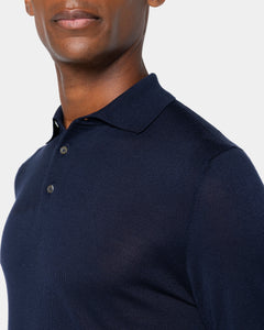 Blue Long Sleeved Polo Knitwear in Organic Cotton Mulberry Silk | Filatori