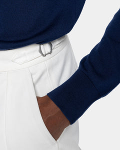 Blue Marine Long Sleeve Zip Polo Knitwear in Organic Cotton Mulberry Silk | Filatori