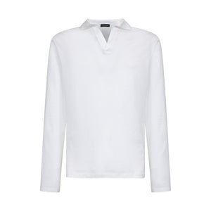 White Long Sleeve Buttonless Polo 100% Egyptian Cotton | Filatori