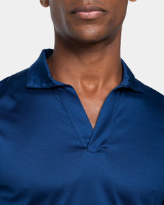 Blue Marine Long Sleeve Buttonless Polo 100% Egyptian Cotton | Filatori
