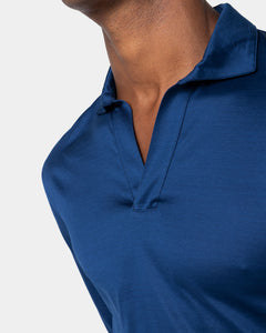 Blue Marine Long Sleeve Buttonless Polo 100% Egyptian Cotton | Filatori