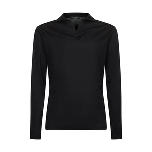 Black Long Sleeve Buttonless Polo 100% Egyptian Cotton | Filatori