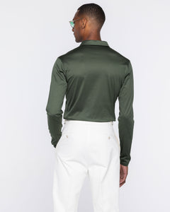 Military Green Long Sleeve Buttonless Polo 100% Egyptian Cotton | Filatori