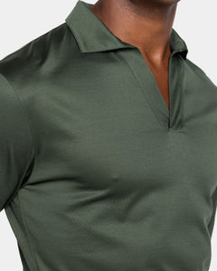 Military Green Long Sleeve Buttonless Polo 100% Egyptian Cotton | Filatori