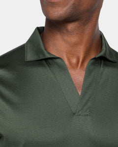 Military Green Long Sleeve Buttonless Polo 100% Egyptian Cotton | Filatori