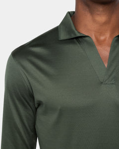 Military Green Long Sleeve Buttonless Polo 100% Egyptian Cotton | Filatori