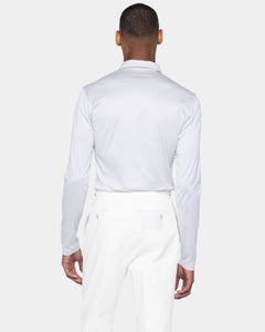 Pearl Grey Long Sleeve Half Zip Polo 100% Egyptian Cotton | Filatori