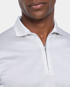 Pearl Grey Long Sleeve Half Zip Polo 100% Egyptian Cotton | Filatori