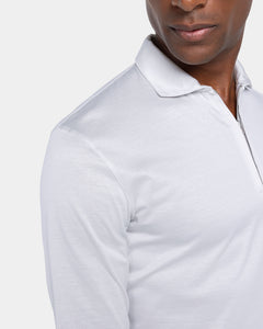 Pearl Grey Long Sleeve Half Zip Polo 100% Egyptian Cotton | Filatori