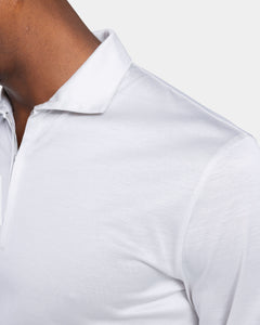 Pearl Grey Long Sleeve Half Zip Polo 100% Egyptian Cotton | Filatori