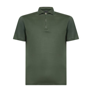 Military Green Short Sleeve Half Zip Polo 100% Egyptian Cotton | Filatori
