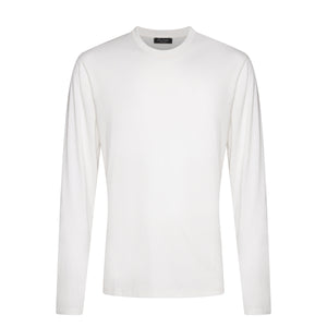 White Soft Long Sleeved T-Shirt Silk Cotton | Filatori 