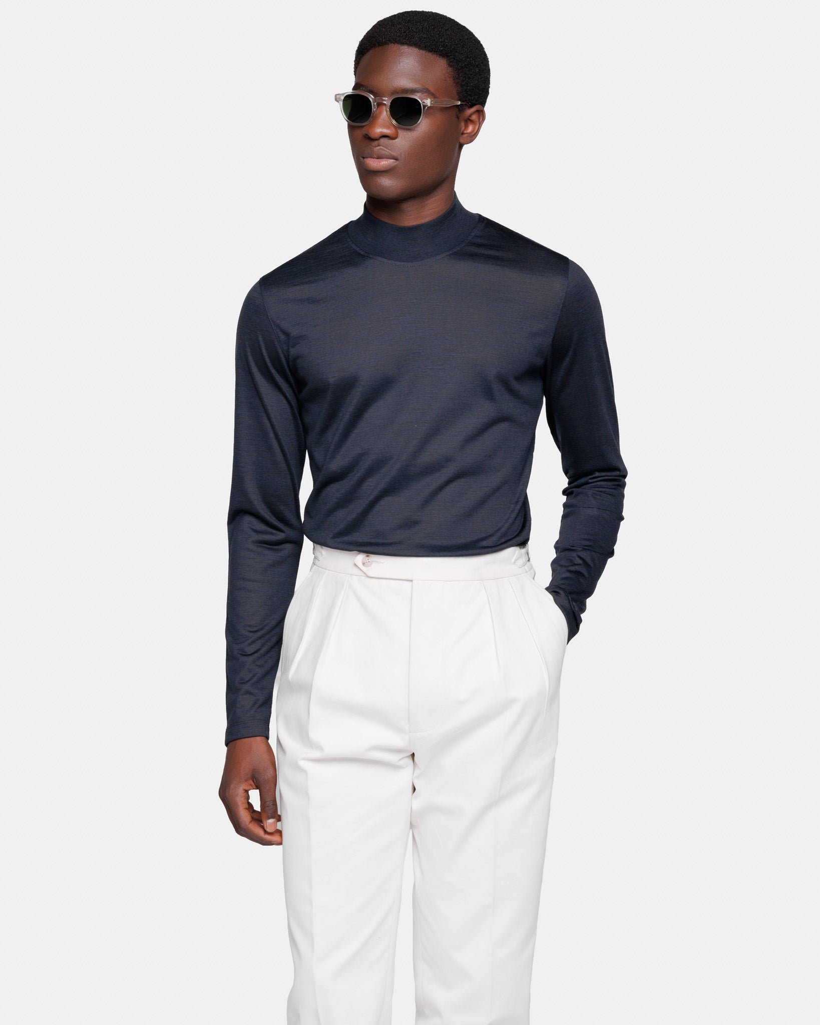 Blue Tech Long Sleeve T-Shirt in Extrafine Merino Wool| Filatori 