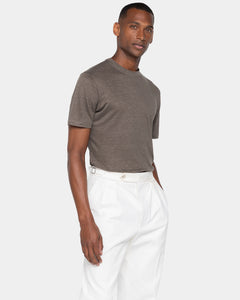 Taupe Short Sleeve T-Shirt 100% Masters of Linen | Filatori 