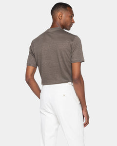 Taupe Short Sleeve T-Shirt 100% Masters of Linen | Filatori 