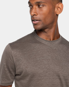Taupe Short Sleeve T-Shirt 100% Masters of Linen | Filatori 