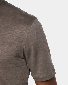 Taupe Short Sleeve T-Shirt 100% Masters of Linen | Filatori 
