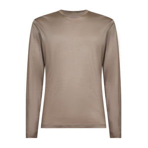 Taupe Long Sleeved T-Shirt 100% Egyptian Cotton | Filatori 