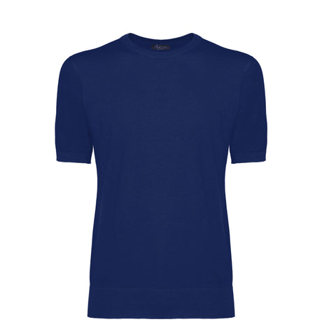 Blue Short Sleeve Knitwear in Organic Cotton Mulberry Silk | Filatori