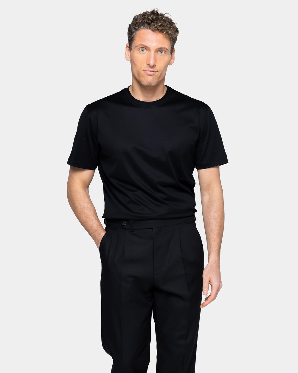 Men plain black t shirt 100 high quality cotton Filatori